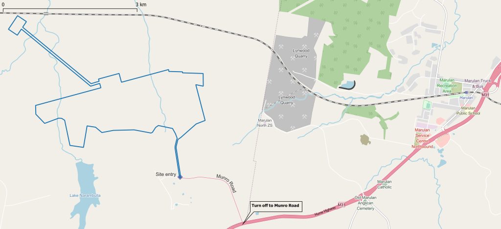 Marulan Solar Farm + BESS proposed site and access road