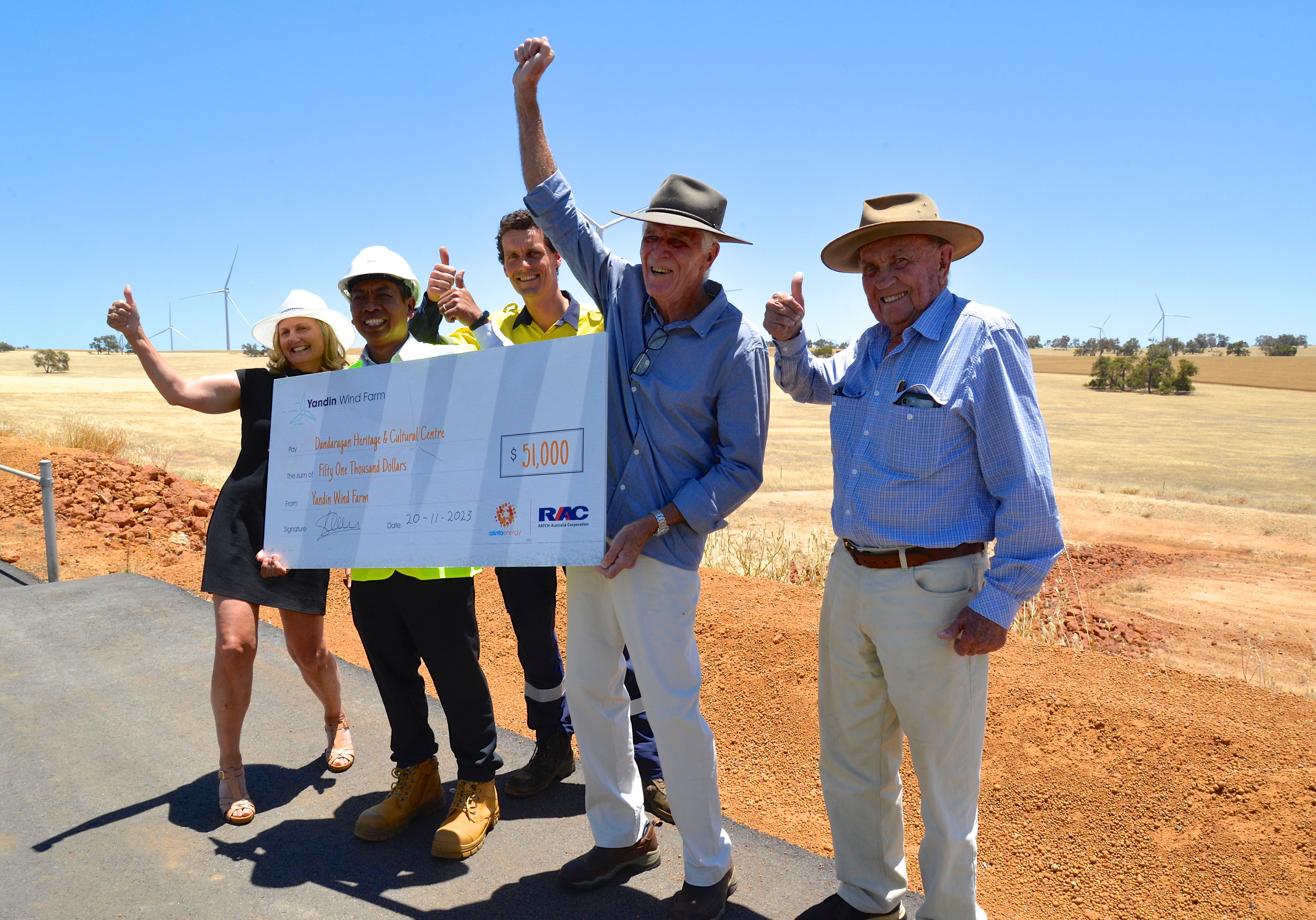 RATCH-Australia Corporation CEO Sahachthorn Putthong presented $51,000 cheque to Dandaragan Heritage and Cultural Centre, Committee Chairman, Mark Cubitt.